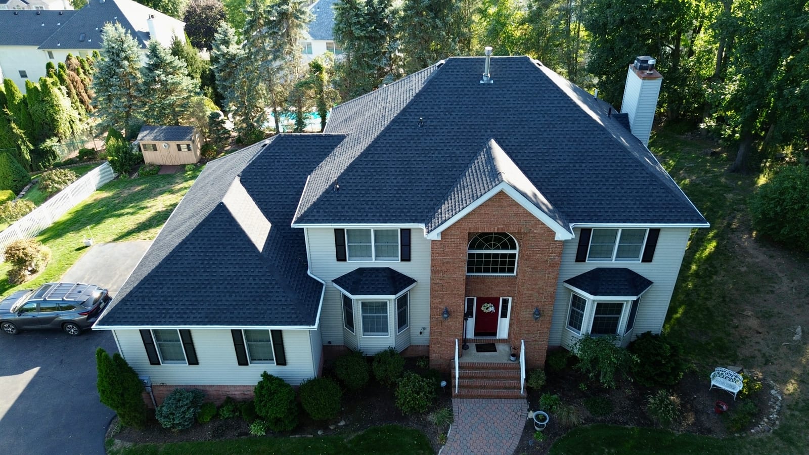 Roof detail showing ridge and valley work
