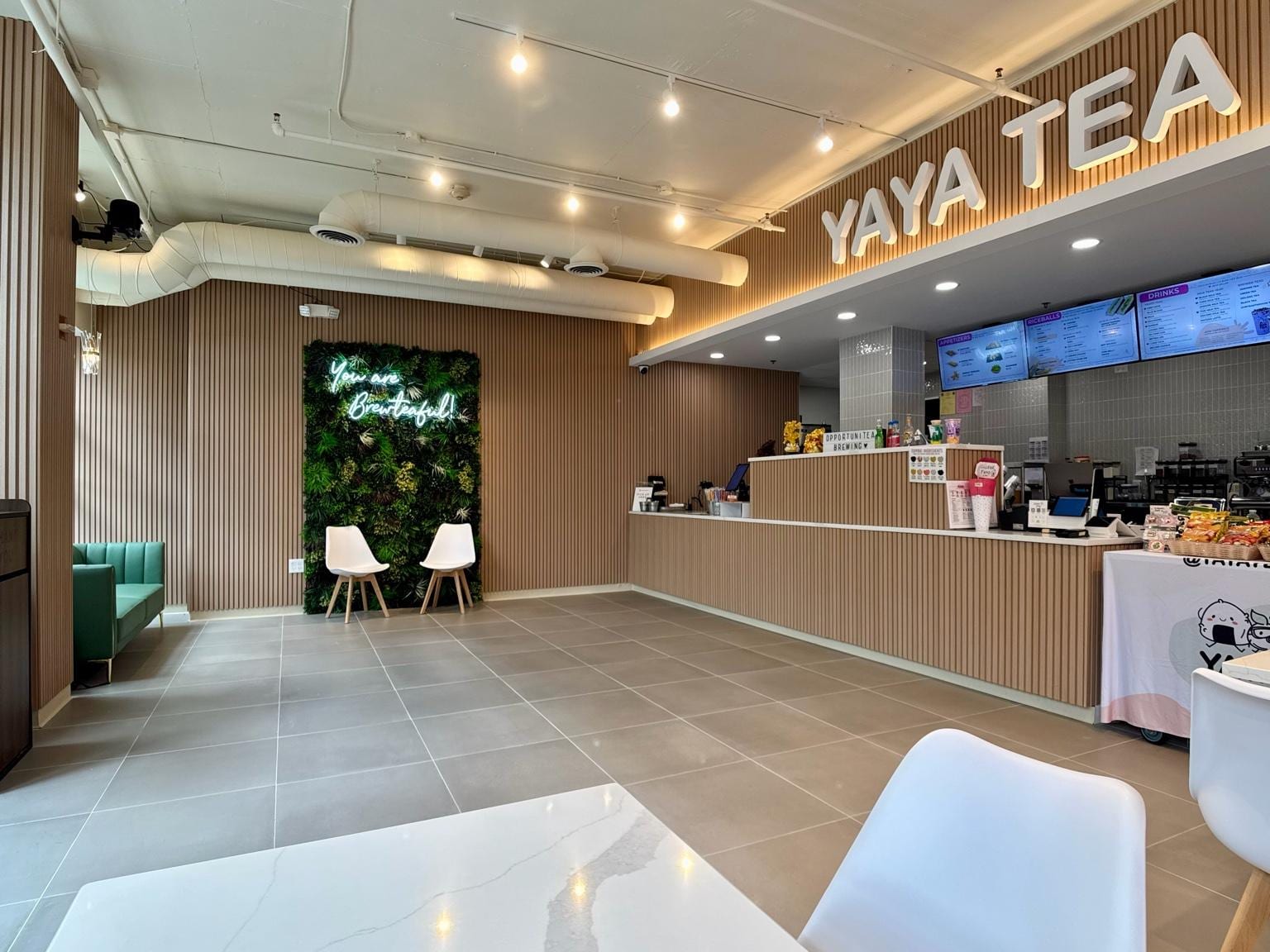 Completed café interior in Newark, NJ